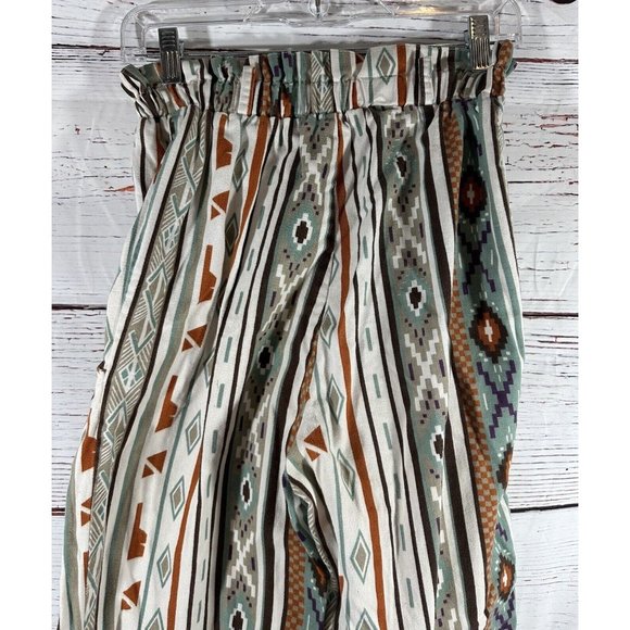 Southwest Aztec Pants Juniors High Waisted Pockets Brushed Cotton USA Vtg - Picture 10 of 16